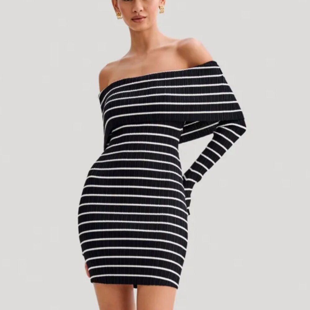 NWT Meshki Dominica Off-Shoulder Knit Mini Dress Size S